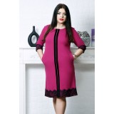 Rochie usor evazata accesorizata cu dantela si catifea fucsiaMarimea