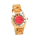 Ceas cu bratara din pluta natural cu insertii aurii