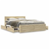VidaXL Cadru de pat cu tăblie stejar sonoma 140x200 cm lemn prelucrat 3295564