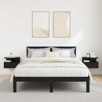 Noptierile Suspendate 2 pcs Stejar Negru 40x31x27 cm Lemn Prelucrat foto