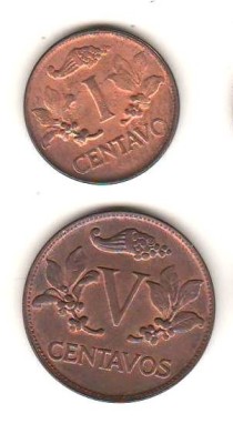 SV * Columbia UN CENTENTAVO 1969 + 5 CENTAVOS 1968 UNC foto