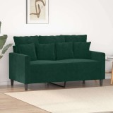 vidaXL Canapea cu 2 locuri, verde &icirc;nchis, 120 cm, catifea 359295