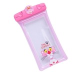 Husa subacvatica mascot waterproof flippy, snowproof, universala, cu snur, pentru telefon sau documente, pantera, roz