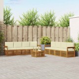 vidaXL Seturi de canapele 9 pcs Natural și Crem Lemn Solid de Acacia 3374555