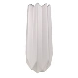 Cumpara ieftin Vaza Ceramica Decorativa Zimtata Eleganta, 20cm, Alba, Model Vintage, Podea