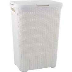 Cos rufe, 2 manere, capac, crem, 60 L, 44x34x61 cm, Curver GartenVIP DiyLine foto