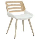 Cumpara ieftin Scaun Brody alb piele ecologica - picior culoare lemn natural