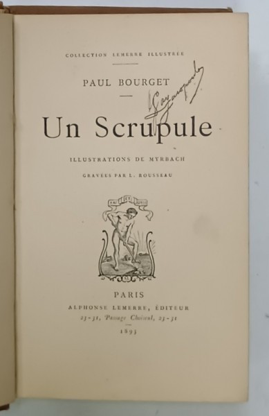 UN SCRUPULE par PAUL BOURGET , illustrations de MYRBACH , gravees par L. ROUSSEAU , 1893 , FORMAT MIC