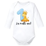 Body Bebelusi Primul An de viata, baieti, tematica aniversara, Baby Giraffe, 80