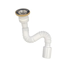 Sifon flexibil profesional cu cap mic, alb, 1"1/2 - 50 mm