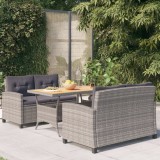 Set mobilier de gradina cu perne, 3 piese, gri, poliratan GartenMobel Dekor, vidaXL