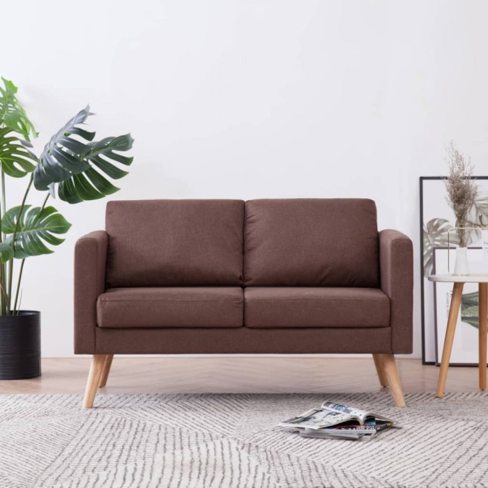 vidaXL Canapea cu 2 locuri, maro, material textil 281353