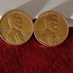 Lot 2 monede USA SUA , One 1 cent 1965 + 1966 [poze]