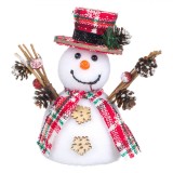 Figură Decorativă de Crăciun, Om de Zăpadă, Spumă, Pălărie Roșie cu Carouri, 14 cm