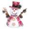 Figură Decorativă de Crăciun, Om de Zăpadă, Spumă, Pălărie Roșie cu Carouri, 14 cm