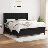 Cumpara ieftin Pat box spring cu saltea, negru, 180x200 cm, catifea