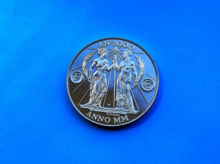 Medalie Franta 2000 -Trecerea la Euro..Rara-40mm.