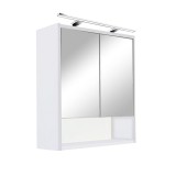 Dulap Baie cu Oglinda Luna 60 Alb, Suspendat, 60x20x67 cm, PAL, Depozitare Spatioasa