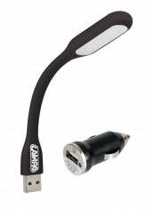 Lampa citit flexibila COB-LED si priza USB 12/24V Garage AutoRide foto