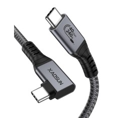 Cablu USB4 Thunderbolt 4 XAOSUN, 40Gbps, PD3.1 240W, 8K 60Hz, unghi 90 grade, 180 cm, gri