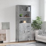 vidaXL Dulap &icirc;nalt, gri beton, 69,5x34x180, lemn compozit