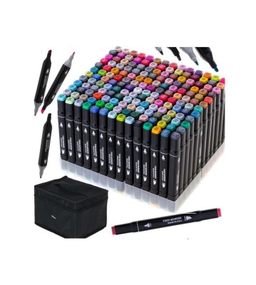 Set 168 markere, 2 capete subtire si gros, cu geanta de depozitare si suport din plastic, multicolore foto