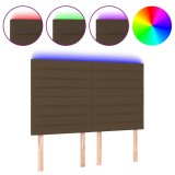 Cumpara ieftin Tablie de pat cu LED, maro inchis, 144x5x118/128 cm, textil