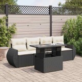 Cumpara ieftin Gossi set mobilier de gradina cu perne, 5 piese, negru, poliratan