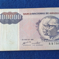 Bancnota veche ANGOLA - 100.000 Kwanzas 1995 - circulata in stare buna