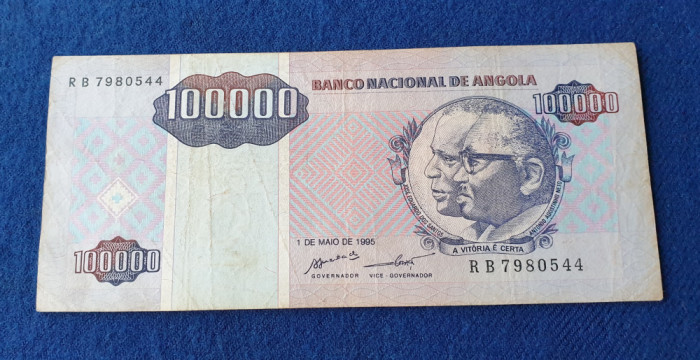 Bancnota veche ANGOLA - 100.000 Kwanzas 1995 - circulata in stare buna