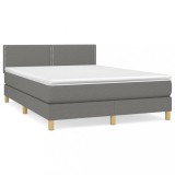 Cumpara ieftin Pat box spring cu saltea, gri inchis, 140x200 cm, textil