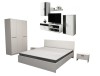 Set Dormitor Roxana Alb + Mobila Living, Pat 160x200, Dulap 3 Usi, Noptiere Incluse, Livrare Gratuita