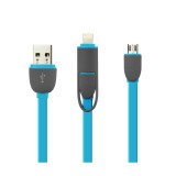 Cablu De Date MRG M-165, 2 in 1, Iphone 5/6 + Micro Usb, Albastru C165, Other