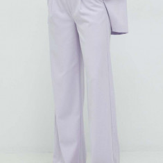 Gestuz pantaloni PaulaGZ femei, culoarea violet, lat, high waist 10906861