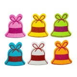 Sticker gumat clopotel cu sclipici, multicolor, 6 bucati set