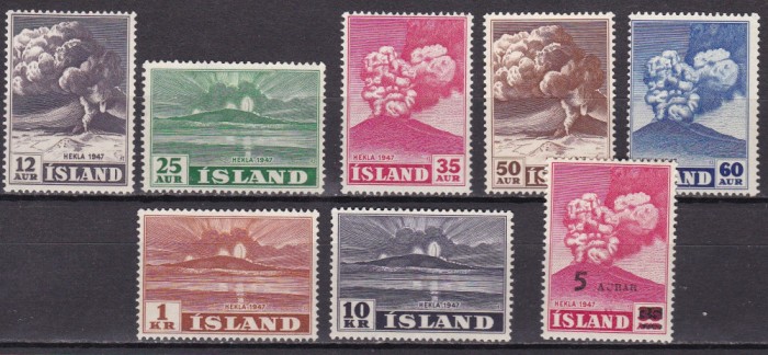 Islanda 1948/1954 vulcani MI 247-253/ 292 MNH - fara guma