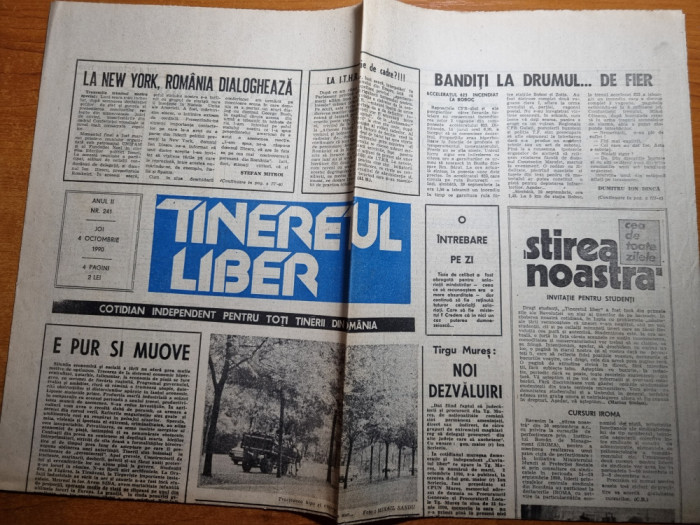 tineretul liber 4 octombrie 1990-interviu doru viorel ursu,mafia de la colibasi
