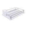 Suport pentru vase, cromat, 47 x 32 x 9 cm + tava + suport tacamuri, Oem