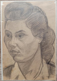 Portret domnisoara// creion, 1948, Peisaje, Acuarela, Altul