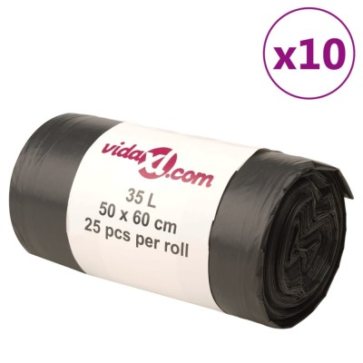 vidaXL Saci de gunoi 250 buc. negru 35 L 155338 foto