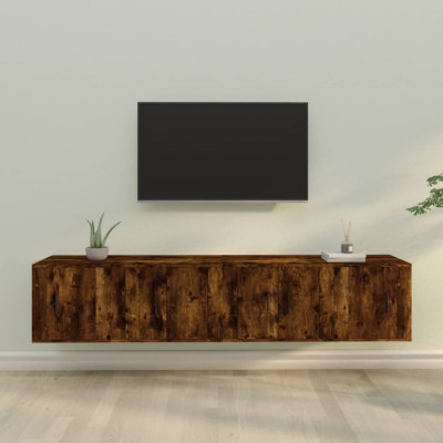 vidaXL Set dulapuri TV, 4 piese, stejar fumuriu, lemn prelucrat foto