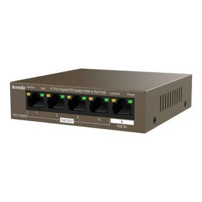 Switch 4 porturi PoE OUT, 1 port PoE IN, Gigabit - TENDA TND-TEG1105PD SafetyGuard Surveillance foto