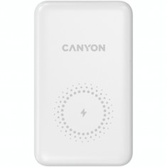 Baterie externa wireless Canyon PB-1001, 10.000 mAh, USB Type-C, Prindere magnetica, Alb