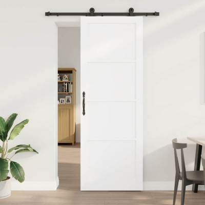 Ușă glisantă cu set de hardware &amp;#039;ORKDAL&amp;#039;Alb Lemn masiv Pin foto