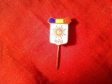 Insigna BPD - Blocul Sindical Democrat 1946 , metal si email , h=2cm