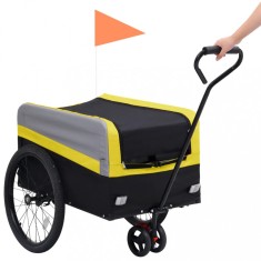 vidaXL Remorca bicicleta &amp;amp; carucior 2-in-1 XXL, galben, gri ?i negru foto