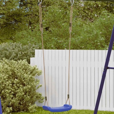 vidaXL Leagăn de exterior pentru copii single albastru funie reglabilă foto