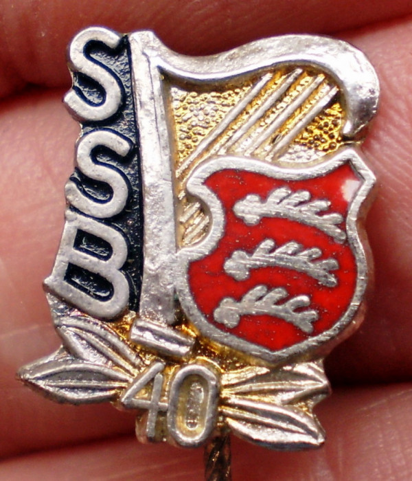 I.804 INSIGNA GERMANIA STICKPIN MUZICA LIRA COR SSB W&uuml;rttemberg 40 ARGINT