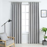 Draperii opace cu c&acirc;rlige, 2 buc., gri, 140 x 175 cm