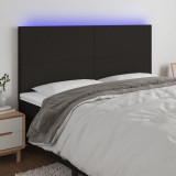 VidaXL Tăblie de pat cu LED, negru, 180x5x118/128 cm, textil